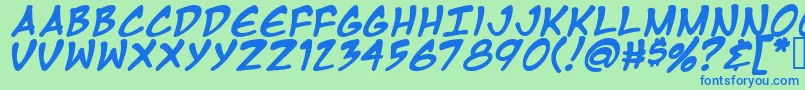 Mangatb-Schriftart – Blaue Schriften auf grünem Hintergrund