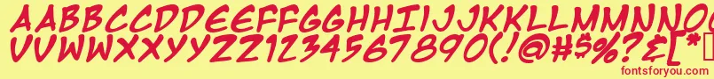 Mangatb-Schriftart – Rote Schriften auf gelbem Hintergrund