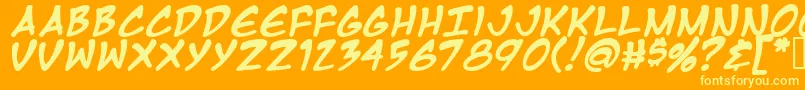 Czcionka Mangatb – żółte czcionki na pomarańczowym tle