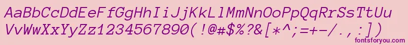 Fonte Anonymouspro Italic – fontes roxas em um fundo rosa