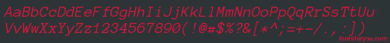 Czcionka Anonymouspro Italic – czerwone czcionki na czarnym tle