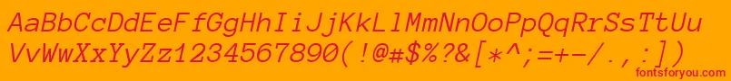 Anonymouspro Italic-Schriftart – Rote Schriften auf orangefarbenem Hintergrund