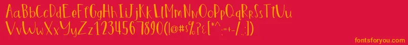 フォントMarigoldRegular – 赤い背景にオレンジの文字