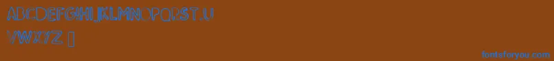 SkMildred-Schriftart – Blaue Schriften auf braunem Hintergrund