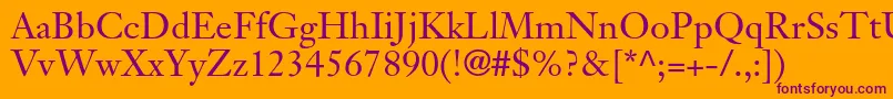 Czcionka JansontextltstdRoman – fioletowe czcionki na pomarańczowym tle