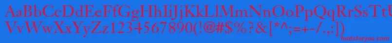 JansontextltstdRoman Font – Red Fonts on Blue Background