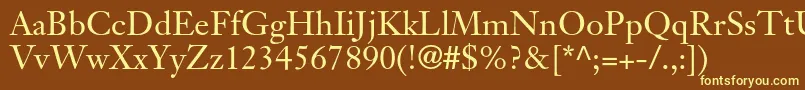 JansontextltstdRoman-fontti – keltaiset fontit ruskealla taustalla
