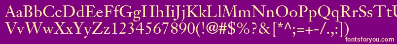 JansontextltstdRoman Font – Yellow Fonts on Purple Background