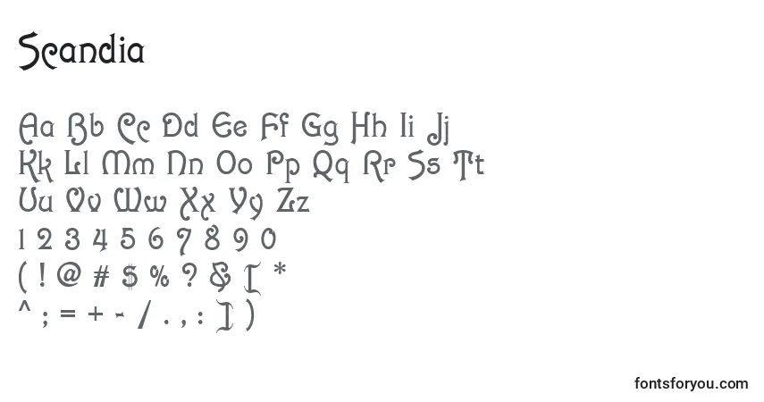 Fuente Scandia - alfabeto, números, caracteres especiales
