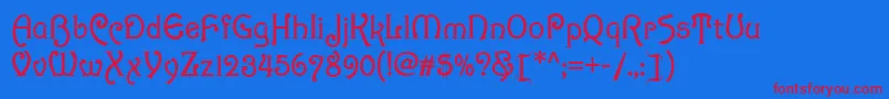 Scandia Font – Red Fonts on Blue Background