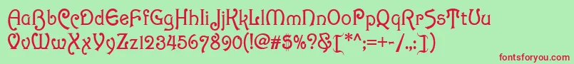Scandia Font – Red Fonts on Green Background