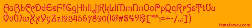 Scandia Font – Red Fonts on Orange Background