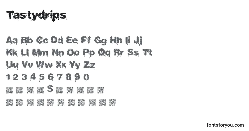 Schriftart Tastydrips – Alphabet, Zahlen, spezielle Symbole