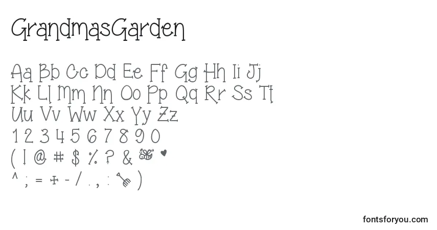 Schriftart GrandmasGarden – Alphabet, Zahlen, spezielle Symbole