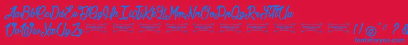 Jonquilles Font – Blue Fonts on Red Background