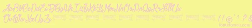 Jonquilles-Schriftart – Rosa Schriften auf gelbem Hintergrund