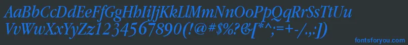 GaramondbooknarrowattItalic Font – Blue Fonts on Black Background