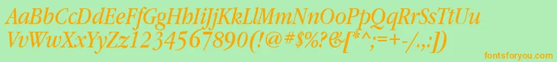 GaramondbooknarrowattItalic Font – Orange Fonts on Green Background