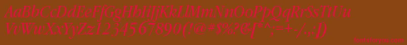 GaramondbooknarrowattItalic Font – Red Fonts on Brown Background