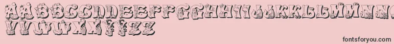 Fonte KitchenKapers2 – fontes pretas em um fundo rosa