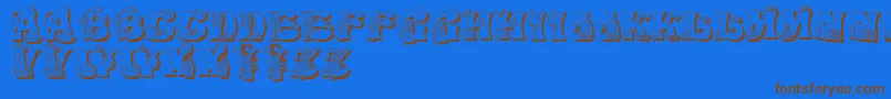 KitchenKapers2-Schriftart – Braune Schriften auf blauem Hintergrund