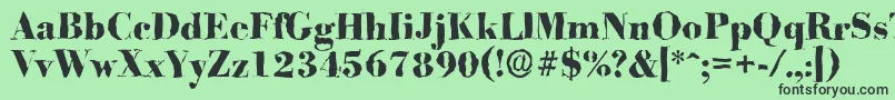 フォントBodonirandomXboldRegular – 緑の背景に黒い文字