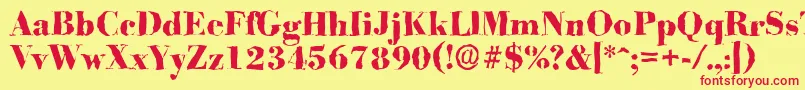 BodonirandomXboldRegular Font – Red Fonts on Yellow Background