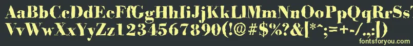 フォントBodonirandomXboldRegular – 黒い背景に黄色の文字
