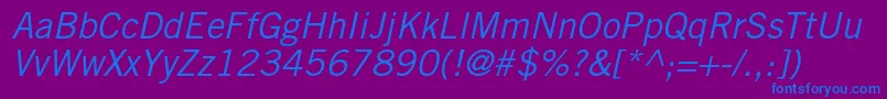 TradegothicltstdObl Font – Blue Fonts on Purple Background