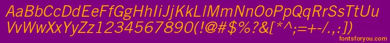 TradegothicltstdObl Font – Orange Fonts on Purple Background