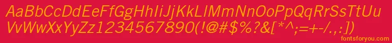 TradegothicltstdObl Font – Orange Fonts on Red Background