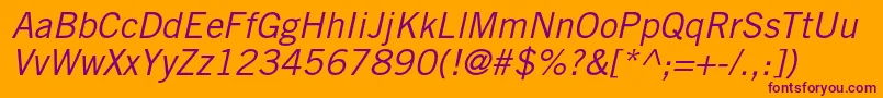 TradegothicltstdObl Font – Purple Fonts on Orange Background