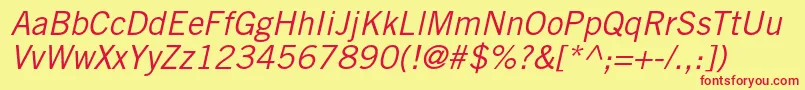 TradegothicltstdObl Font – Red Fonts on Yellow Background