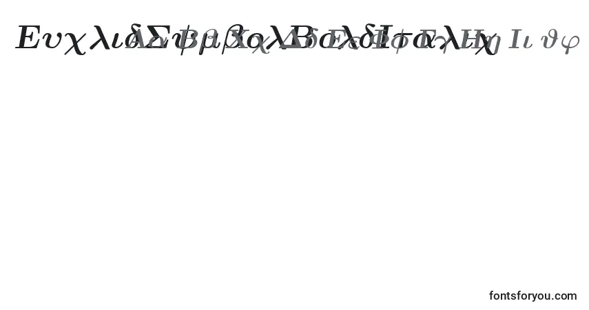 A fonte EuclidSymbolBoldItalic – alfabeto, números, caracteres especiais