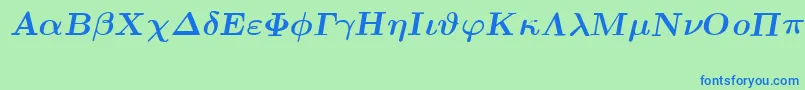 EuclidSymbolBoldItalic Font – Blue Fonts on Green Background