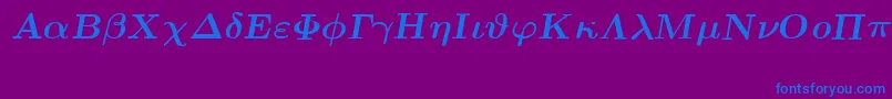 EuclidSymbolBoldItalic-Schriftart – Blaue Schriften auf violettem Hintergrund