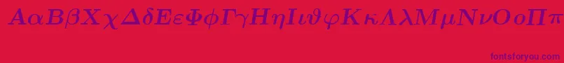 EuclidSymbolBoldItalic-Schriftart – Violette Schriften auf rotem Hintergrund