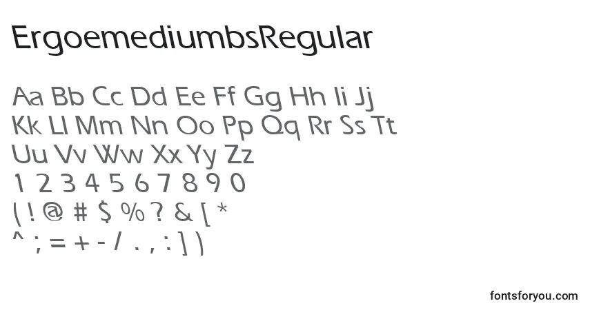 Czcionka ErgoemediumbsRegular – alfabet, cyfry, specjalne znaki