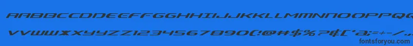 Alphamensuperital Font – Black Fonts on Blue Background