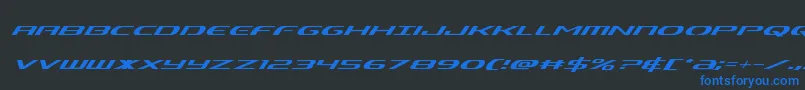Alphamensuperital Font – Blue Fonts on Black Background