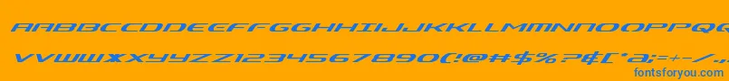 Alphamensuperital Font – Blue Fonts on Orange Background