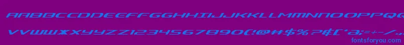 Alphamensuperital Font – Blue Fonts on Purple Background