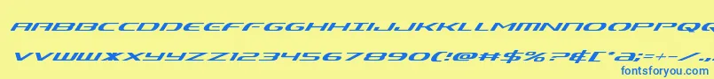 Alphamensuperital Font – Blue Fonts on Yellow Background