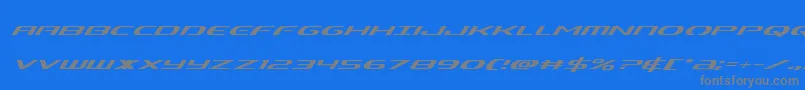 Alphamensuperital Font – Gray Fonts on Blue Background