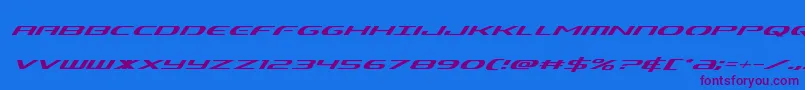 Alphamensuperital Font – Purple Fonts on Blue Background