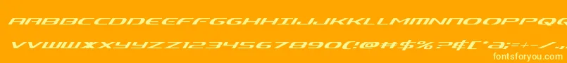 Alphamensuperital Font – Yellow Fonts on Orange Background