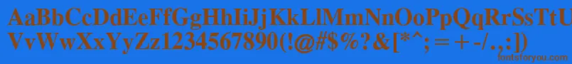 フォントTimesCgAttBold – 茶色の文字が青い背景にあります。