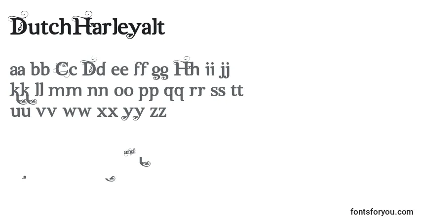Czcionka DutchHarleyAlt – alfabet, cyfry, specjalne znaki