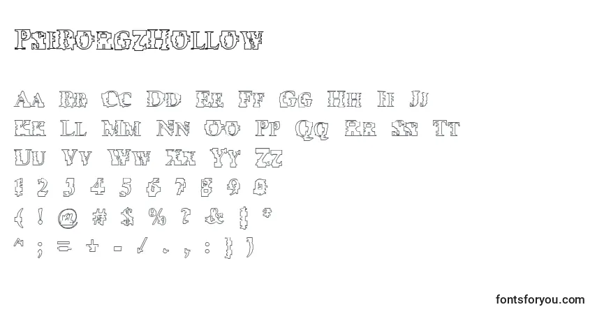 Шрифт PsiBorgzHollow – алфавит, цифры, специальные символы