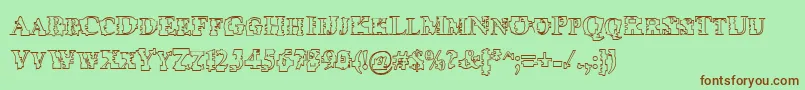 PsiBorgzHollow Font – Brown Fonts on Green Background